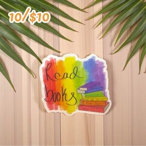 Rainbow Read Books Vinyl Sticker – Colorful Bookstack Design - Approx. 2 1/4”